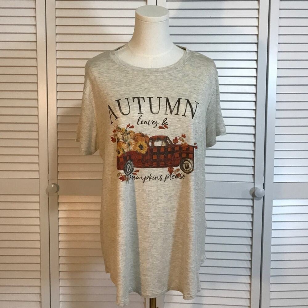Maurices Cottagecore Autumn Leaves & Pumpkins Please Graphic T-shirt L